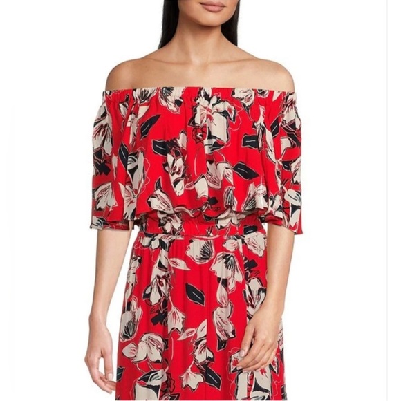 NWT Floral Off the Shoulder Crop Top - Picture 1 of 6